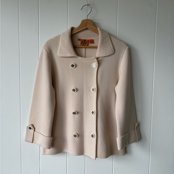 Tory Burch Jackets & Blazers - Tory Burch Merino Wool Cream Coat | Size Large